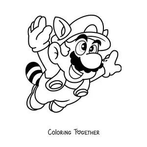 Coloring page of Raccoon Mario from Mario Bros