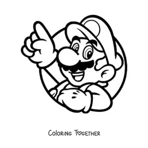 Coloring page of Mario's face