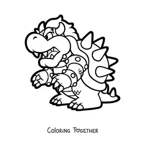 Coloring page of Bowser from Mario Bros in profile