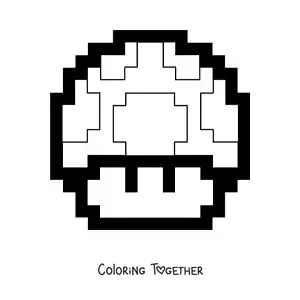 Coloring page of Toad from Mario Bros in 8 bits