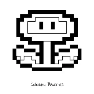 Coloring page of a fire flower from Mario Bros in 8 bits