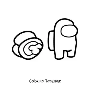 Coloring page of an Among Us murder