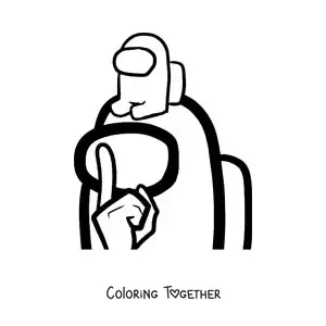 Coloring page of an Among Us impostor with its child