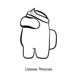 Coloring page of an Among Us crewmate with a crown