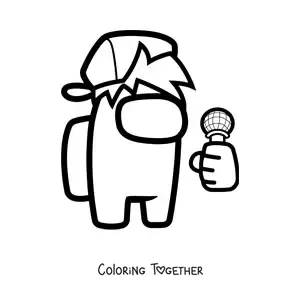 Coloring page of Boyfriend from FNF in Among Us
