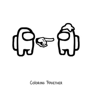 Coloring page of an Among Us impostor and a crewmate