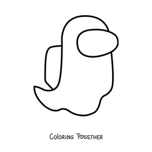 Coloring page of an Among Us ghost
