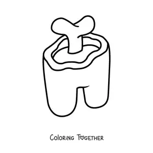 Coloring page of a killed Among Us crewmate
