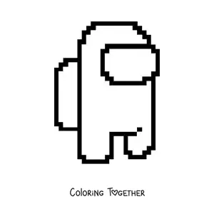 Coloring page of an Among Us crewmate in 8 bits