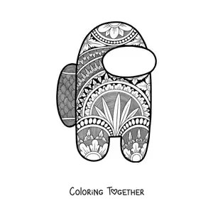 Coloring page of an Among Us mandala