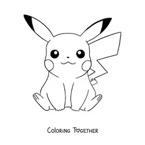 Coloring page of the Pokemon Pikachu sitting