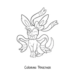 Coloring page of the Pokemon Sylveon sitting