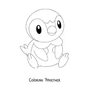 Coloring page of the Pokemon Piplup