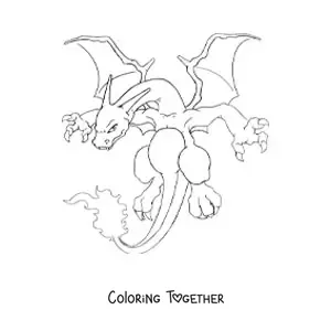 Coloring page of the Pokemon Charizard