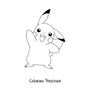 Coloring page of the Pokemon Pikachu waving