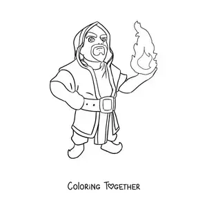 Coloring page of the Wizard from Clash Royale