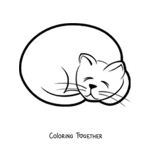 Coloring page of a sleeping cat