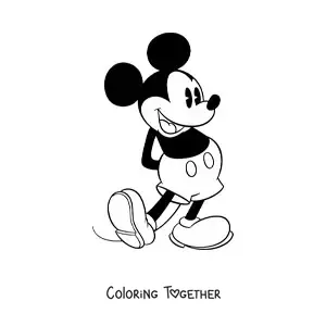 Coloring page of classic Mickey Mouse