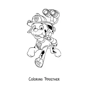 Coloring page of Marshall from Paw Patrol running