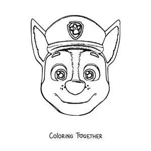 Coloring page of Chase's face from Paw Patrol