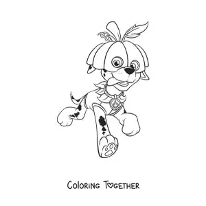 Coloring page of Marshall from Paw Patrol dressed up for Halloween