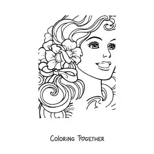 Coloring page of Barbie's face
