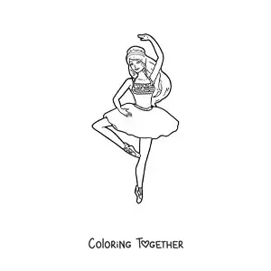 Coloring page of Barbie dressed as a ballerina