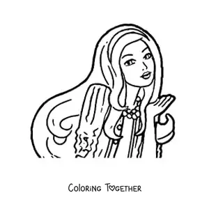 Coloring page of Barbie blowing a kiss