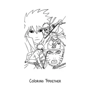 Coloring page of Sasuke facing off against Naruto
