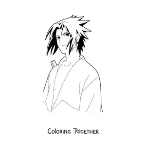 Coloring page of a serious Sasuke