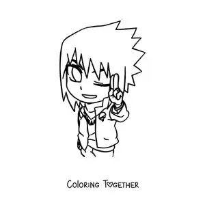 Coloring page of kawaii Sasuke