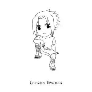 Coloring page of chibi Sasuke