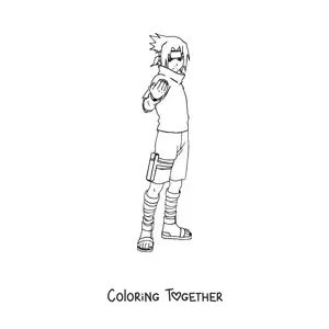 Coloring page of full body Sasuke