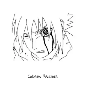 Coloring page of Sasuke's face with the Sharingan