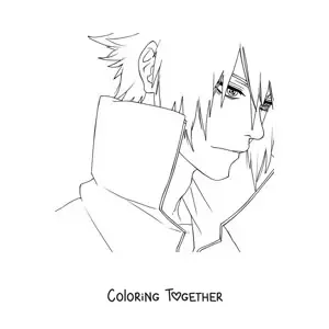 Coloring page of Sasuke with the Rinnegan