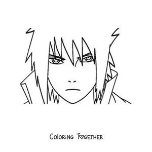 Coloring page of Sasuke's face with the Rinnegan