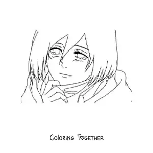 Coloring page of Mikasa's face from Attack On Titan