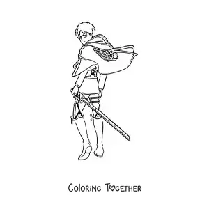 Coloring page of Eren from Attack On Titan