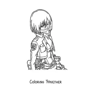Coloring page of Mikasa from Attack On Titan
