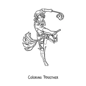 Coloring page of Levi from Attack On Titan cleaning