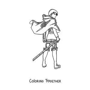Coloring page of Levi from Attack On Titan with his back turned