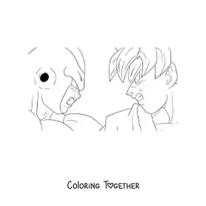Coloring page of Goku facing off against Frieza from Dragon Ball