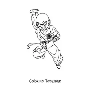 Coloring page of Krillin from Dragon Ball