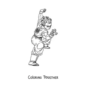 Coloring page of Gohan from Dragon Ball