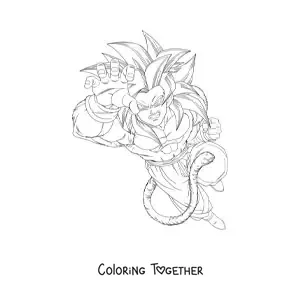 Coloring page of Goku in phase 4 from Dragon Ball