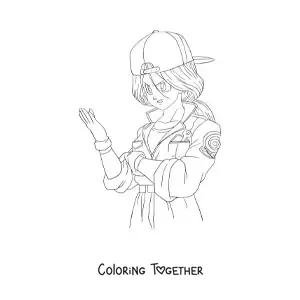 Coloring page of Bulma from the alternate future of Dragon Ball