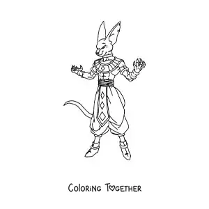 Coloring page of Beerus from Dragon Ball