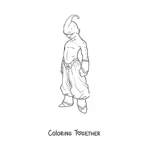 Coloring page of Majin Buu from Dragon Ball