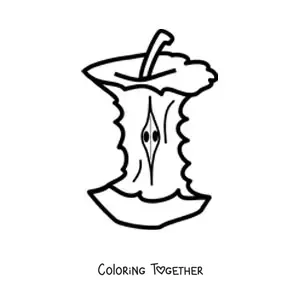 Coloring page of an apple core