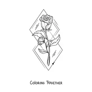 Coloring page of two beautiful roses with leaves